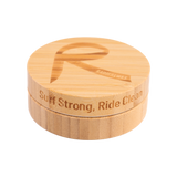 Wooden container with 'Rad Wax' branding and text on a white background